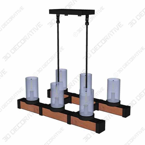 Anmytek C0002 Metal Wood Chandelier Pendent Light - 3D Decorative