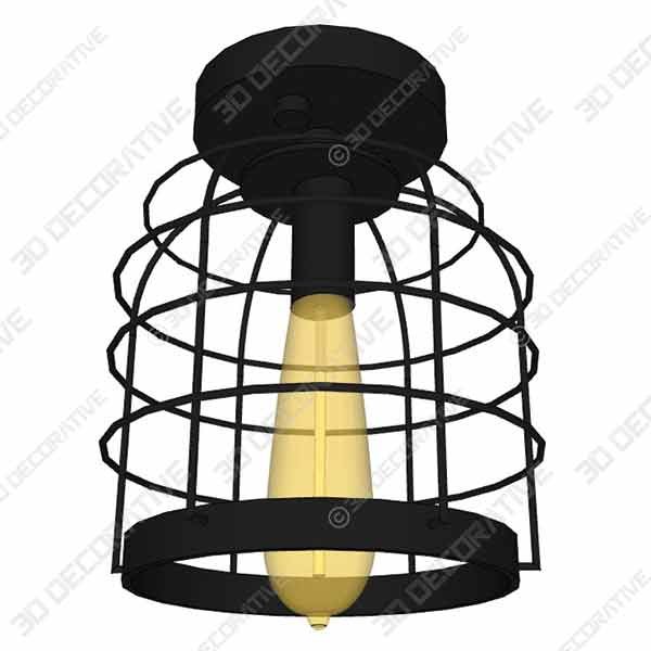 Create for Life Industrial Vintage Flush Mount Ceiling Light  - 3D Decorative