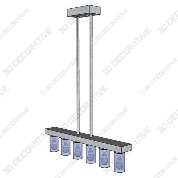 TODOLUZ 6 Light Island Pendant Lighting Nickel - 3D Decorative