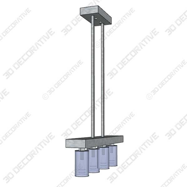 TODOLUZ-4 Light Island Pendant Lighting Nickel - 3D Decorative