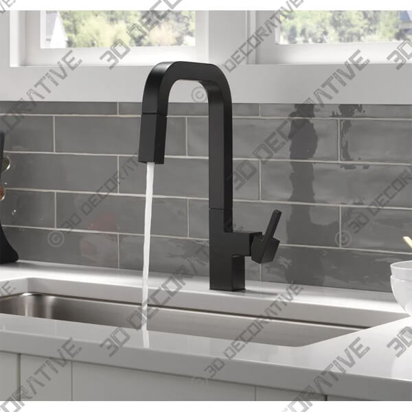 Matte Black Junction Pull Down Sprayer Kitchen Sink Faucet, Single Handle Kitchen Faucet (Part number - 3D Decorative