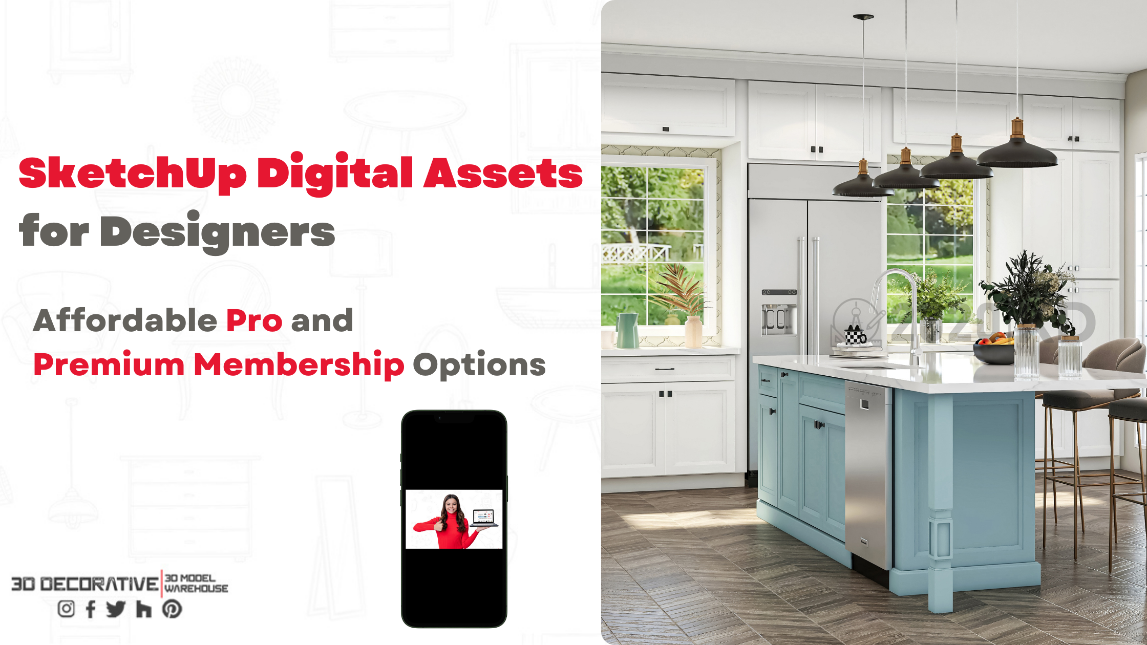 SketchUp Digital Assets for Designers - Affordable Pro and Premium Membership Plan
