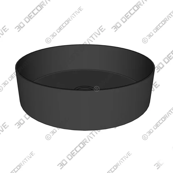 Stainless Steel Vessel Round Black Bathroom Sink with Faucet and Drain 3D Sketchup Models