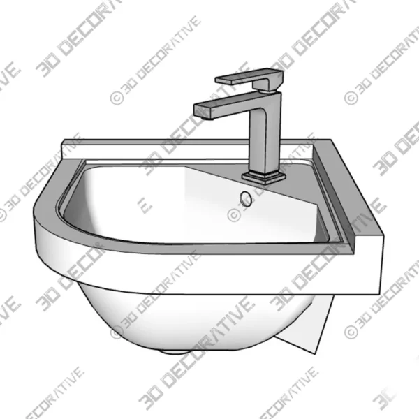 Starck 3 Ceramic Wall mount Irregular Modern White Bathroom Sink 3D Decorative