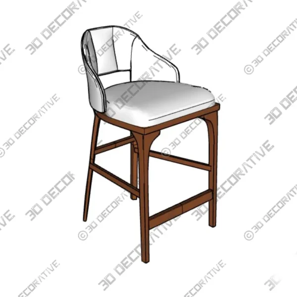 Inga Counter Stool in Modern Sculptural Wood Design 3D Decorative