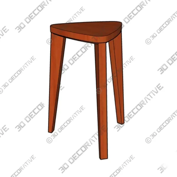 Three Legged Cherry Wood Stool for Rustic Interiors 3D Models