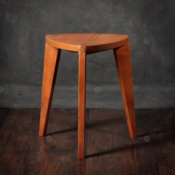 Three Legged Cherry Wood Stool for Rustic Interiors