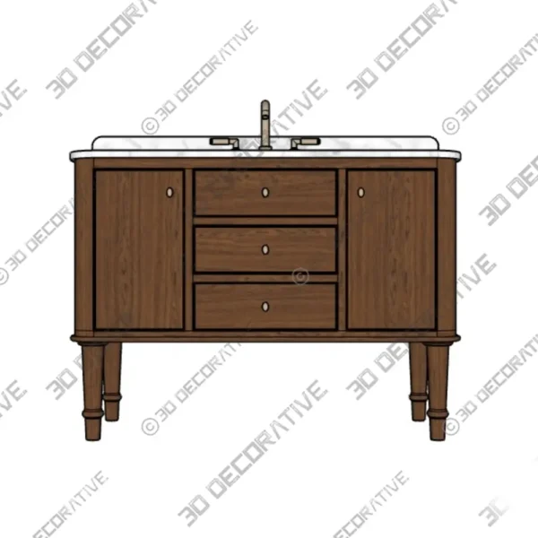 Collette Cinnamon Oak Vanity – 3D Decorative