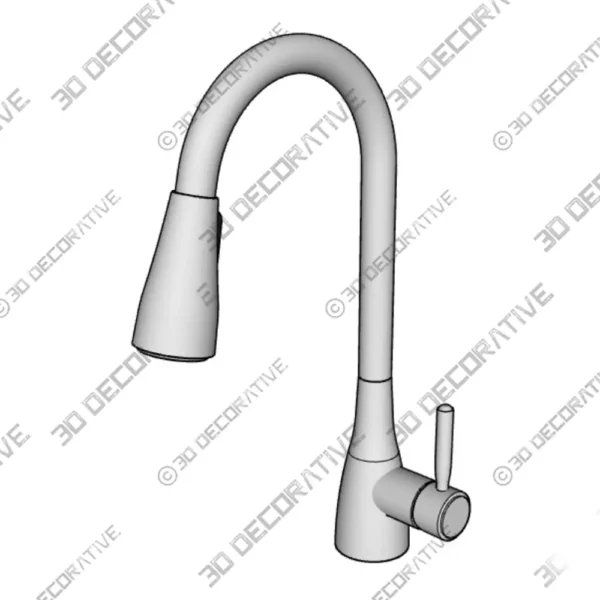 Doherty Single Handle Pull Down Sprayer Kitchen Faucet 3D Decorative