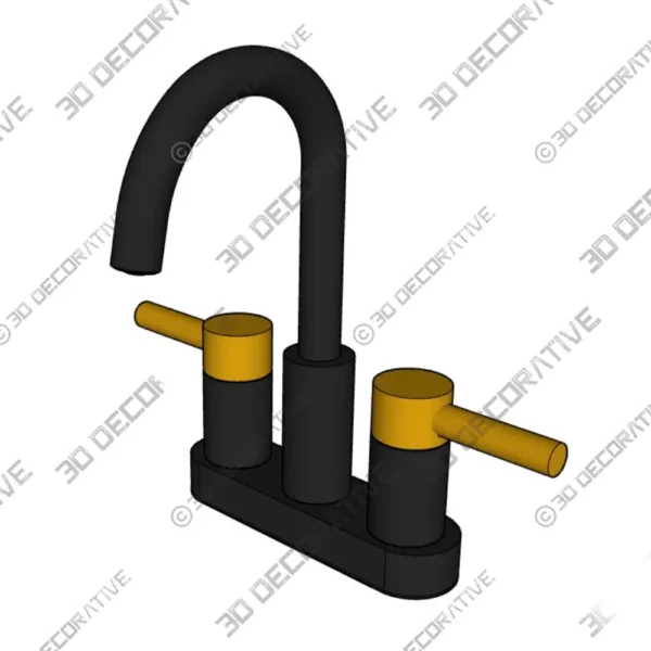 Harlow Black and Brushed Gold Centerset 2 Handle Bathroom Faucet Sketchup Model