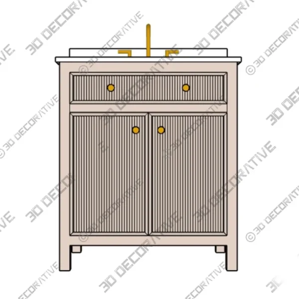 Sandbanks Greige Undermount Single Sink Bathroom Vanity 3D Decorative