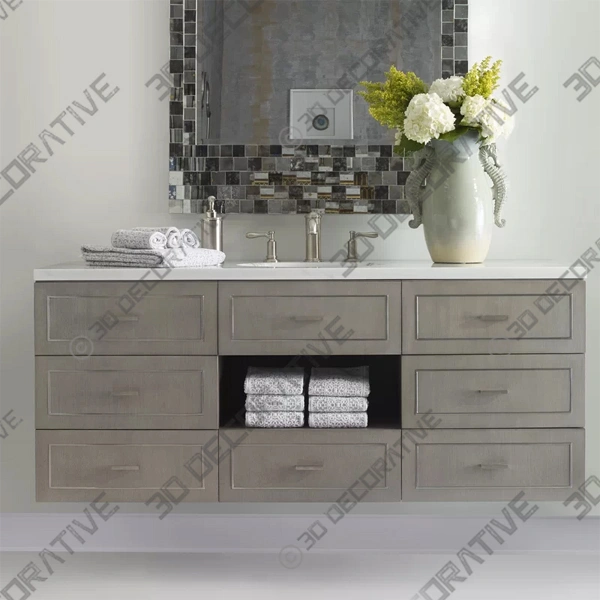 Albany Single Bathroom Vanity with Stone Top 3D