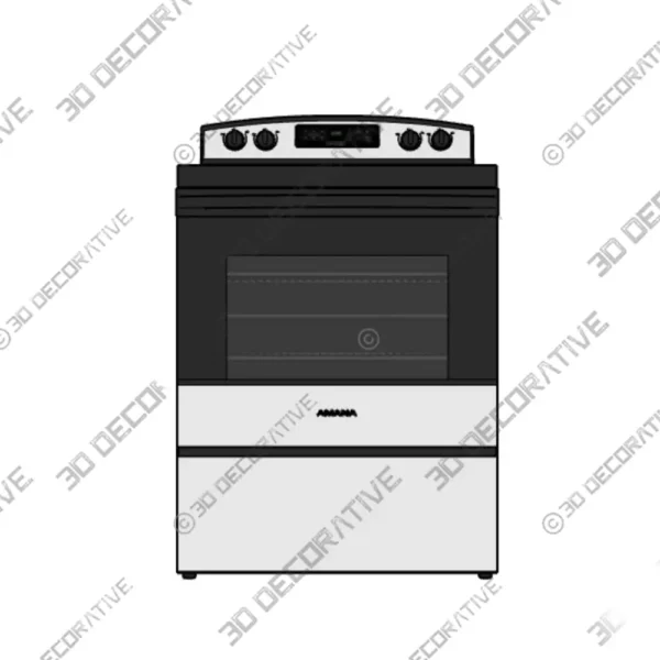 Amana 30 Freestanding Electric Range Stainless Steel 3D Decorative