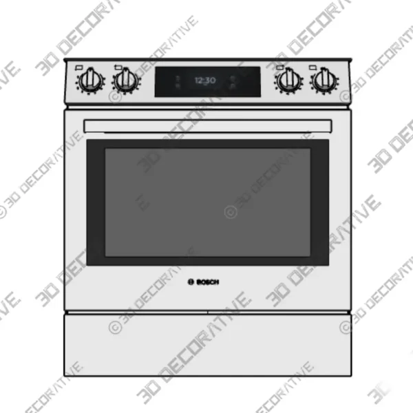 Bosch 800 Series 30 Slide In Electric Range Stainless Steel 3D Decorative