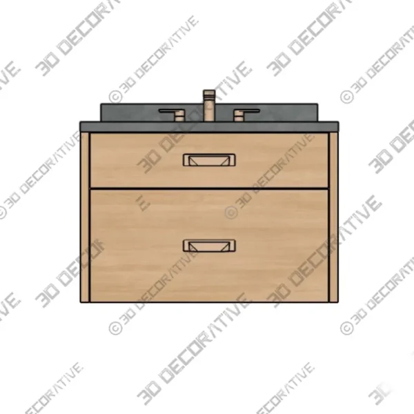 Ashbury 30 Wall Mount Vanity Natural White Oak Floating Design 3D Decorative