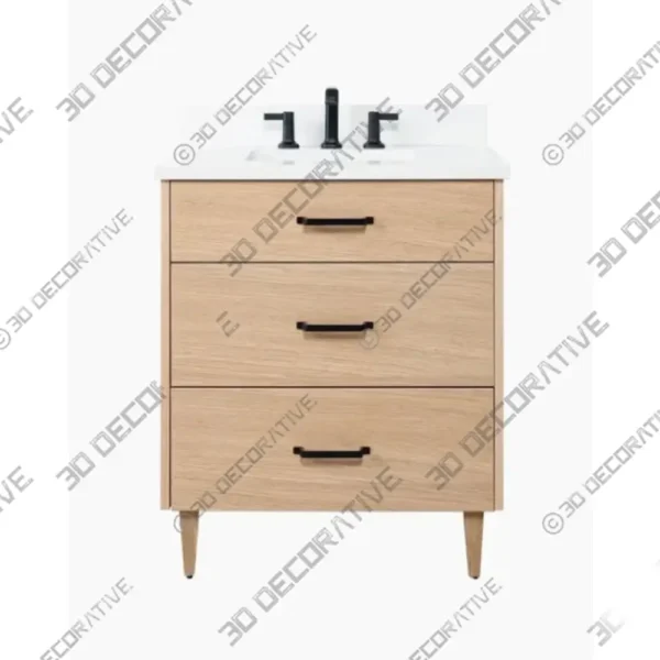 Ashbury 30 White Oak Vanity with Integrated Stone Basin