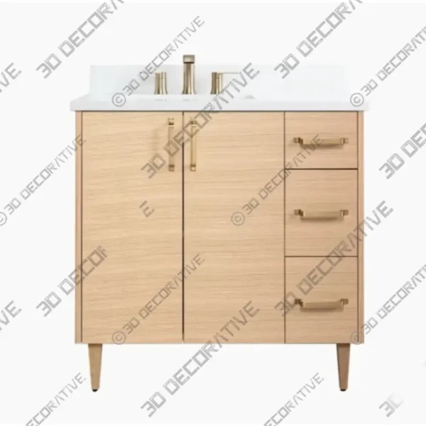 Ashbury 36 White Oak Vanity Left Sink Configuration