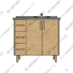 Ashbury 36 White Oak Vanity Right Sink Asymmetrical Design - 3D Models Ashbury 36 White Oak Vanity Right Sink Asymmetrical Design 3D Models