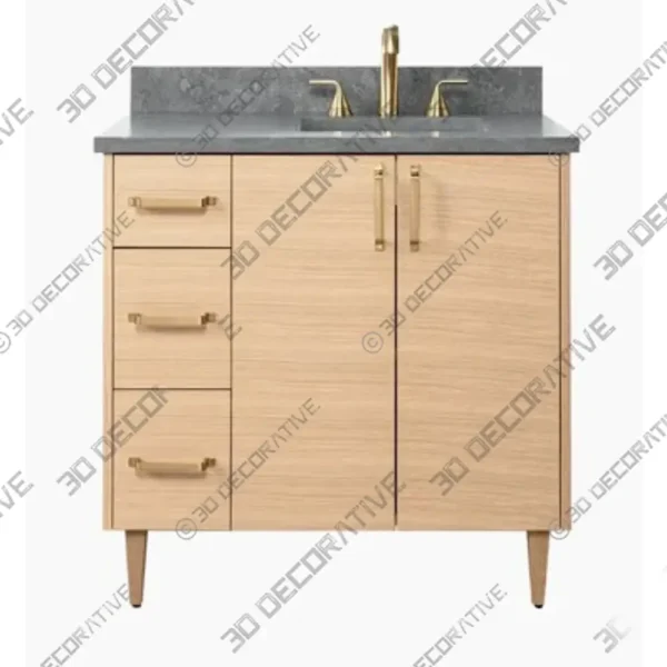 Ashbury 36 White Oak Vanity Right Sink Asymmetrical Design
