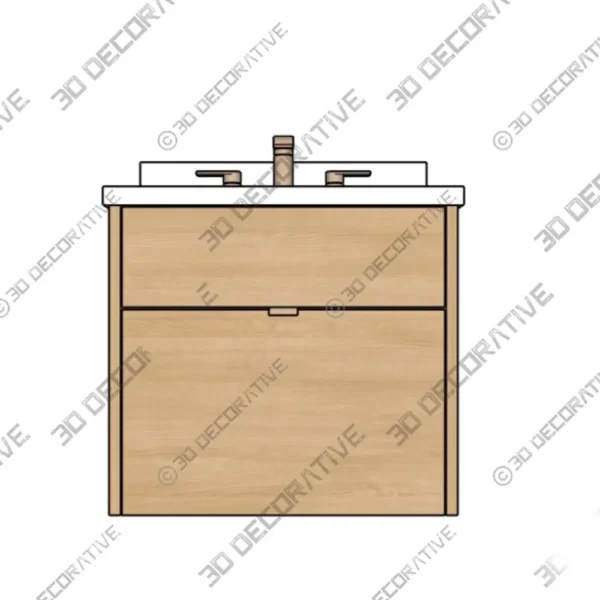 Ashbury Floating Vanity 24 White Oak Wall Mount Vanity 3D Decorative